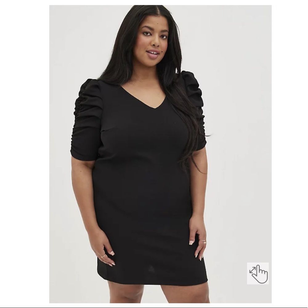 Torrid Puff Sleeve Mini Dress - Textured Knit Black Size 2X NWT